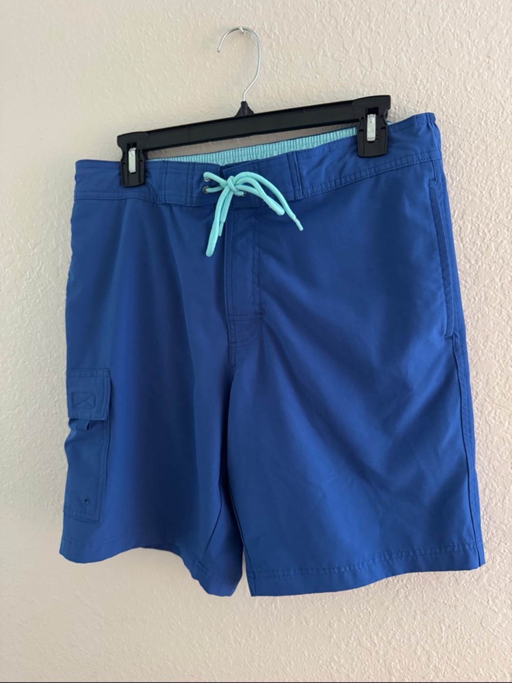 Caribbean Swimwear Blue Board Shorts with Mint Drawstring
